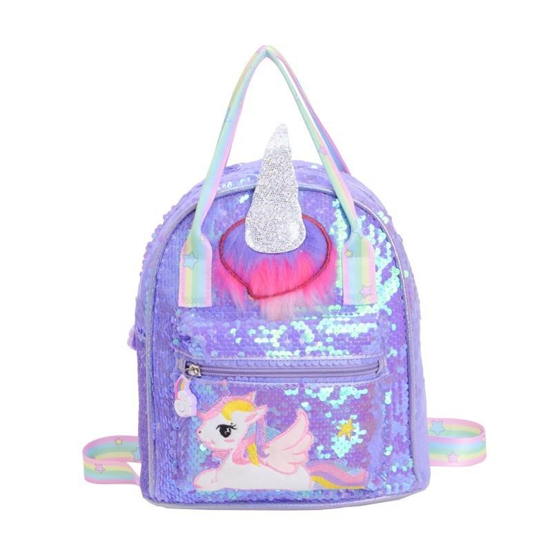 Unicorn Pattern Colorful With Sequins Children Backpack For Kindergarten
