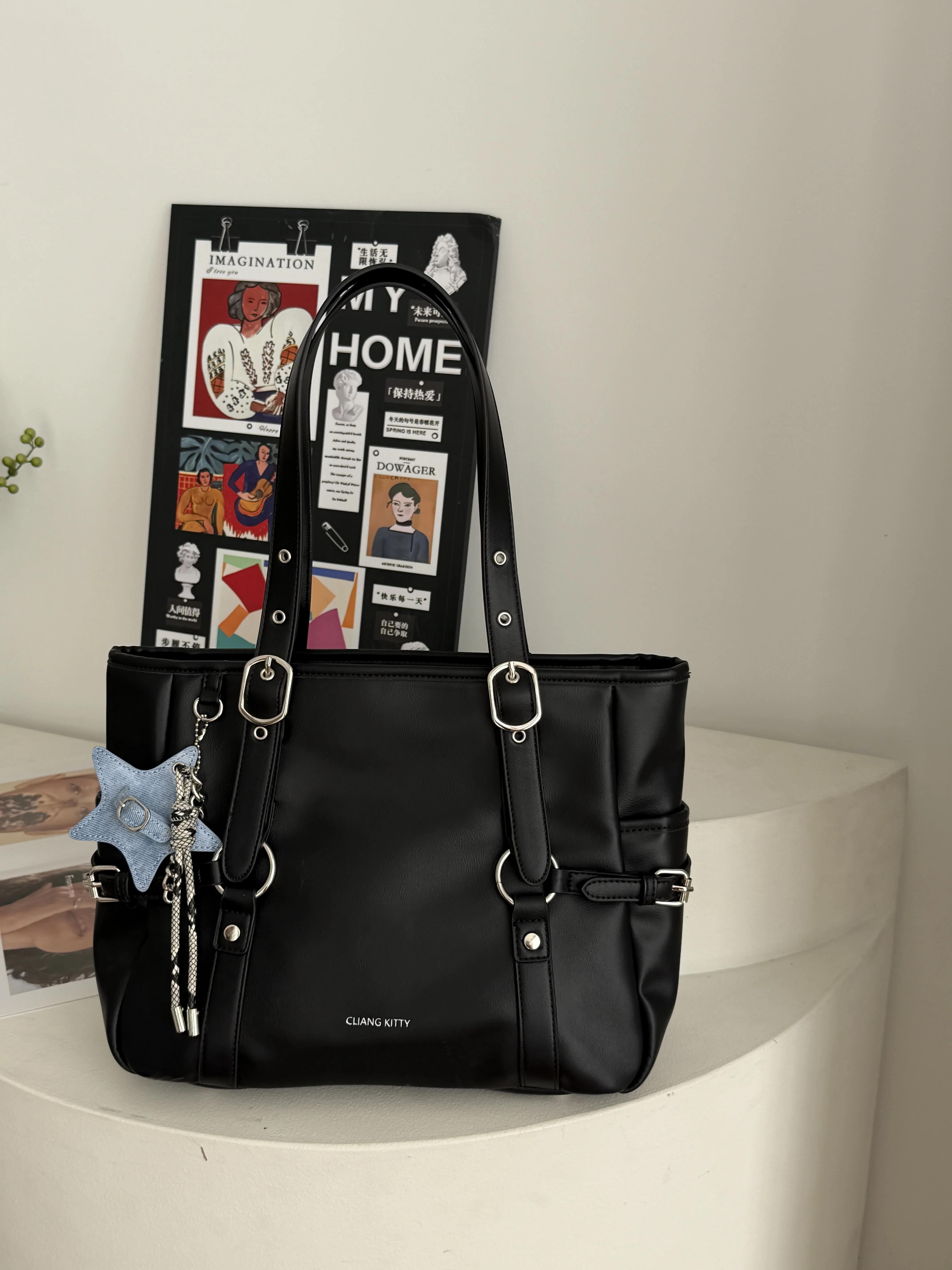 

Retro Light Luxury Solid Color PU Leather Women s Shoulder Bags Metal Buckle Decoration Ladies Handbag Casual Female Tote Bag