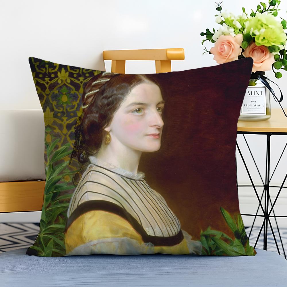 Elegant Classic European Fun Figures Painting Cushion Cover Washable Linen Pillowcase Soft for Sofa Bed Cozy Home Room Decor
