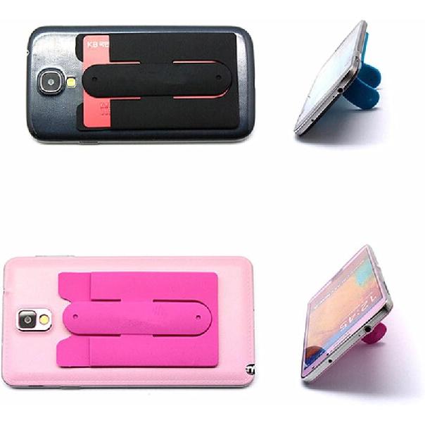Card Holder with Cell Phone Stand,Stick-on Silicon Rubber Smartphone Sleeve Support Wallet(6pcs)