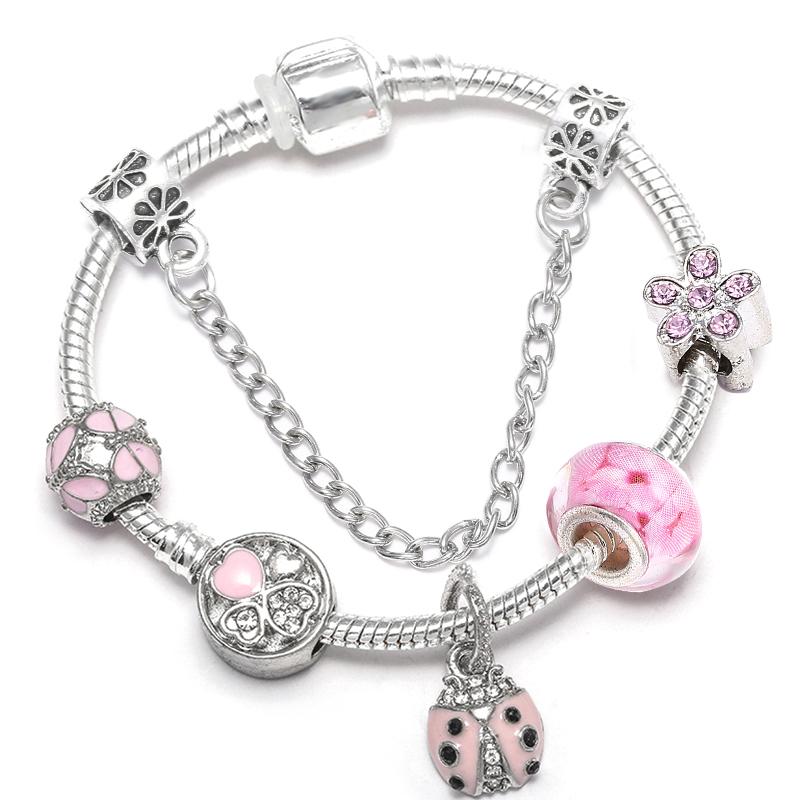 

BAOPON Vintage Silver Color Charms Bracelets for Women DIY Crystal Beads Bracelets Women Pulseira Jewelry 16cm