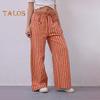 Women Long Pants Low-rise Elastic Waist Adjustable Drawstring Casual Trousers with Pockets Loose Fit Wide Leg Pants