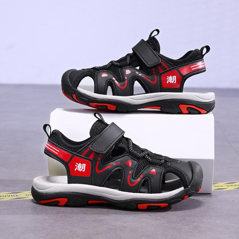 Sports boys sandals bag head soft sole lightweight children's shoes 2025 summer new medium and large girls sandals