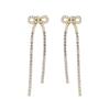 2024 Fashion Women Jewelry Thin CZ Tennis Tassel Chain Cute Bow Earring