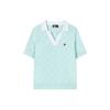 Heritage Series Color Block Logo Embroidered Short Sleeve Polo Shirt Women Tops Sky-Blue F11W328405FLG