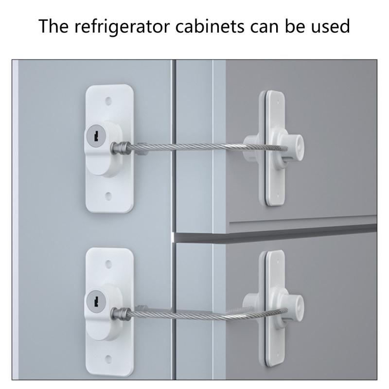 360 Degree Fridge Lock Refrigerator Locks No Drilling with Buttons Safety Lock Child Lock for Windows Fridge & Cabinets