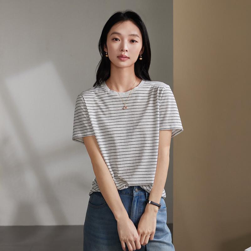 SOFSIL Women s Striped Short Sleeve T-Shirt L