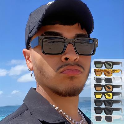 Retro Men Square Sunglasses for Women Vintage Luxury Rivet Designer Sun Glasses Fashion Arrow Shades UV400 Eyeglasses