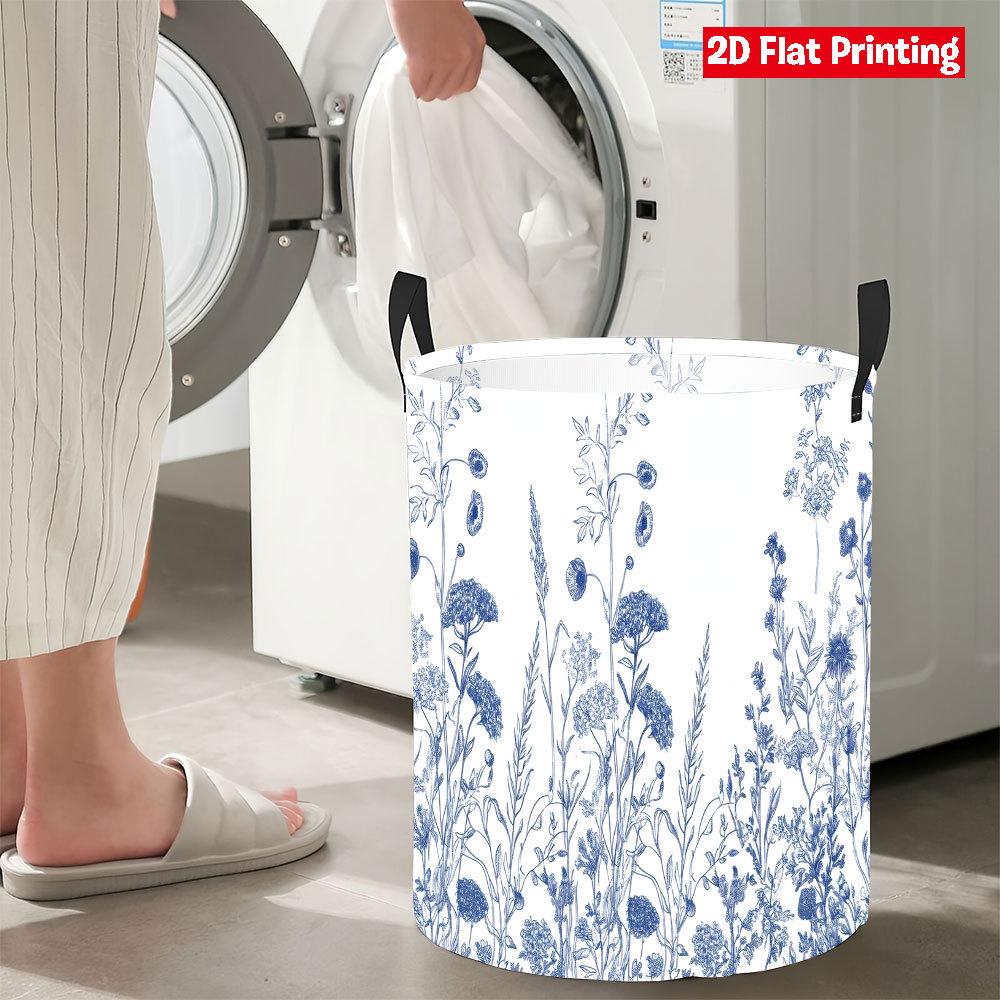 Collapsible Laundry Basket Large Round Waterproof Fabric Hamper Dirty Clothes Storage Bin Toy Organizer with Handles