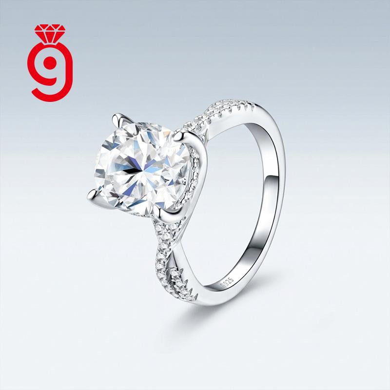 Magnificent Oval Four Prong Solitaire S925 Silver VVS Twisted Split Pave Side Stones GRA Certified Polished Chic Moissanite Ring