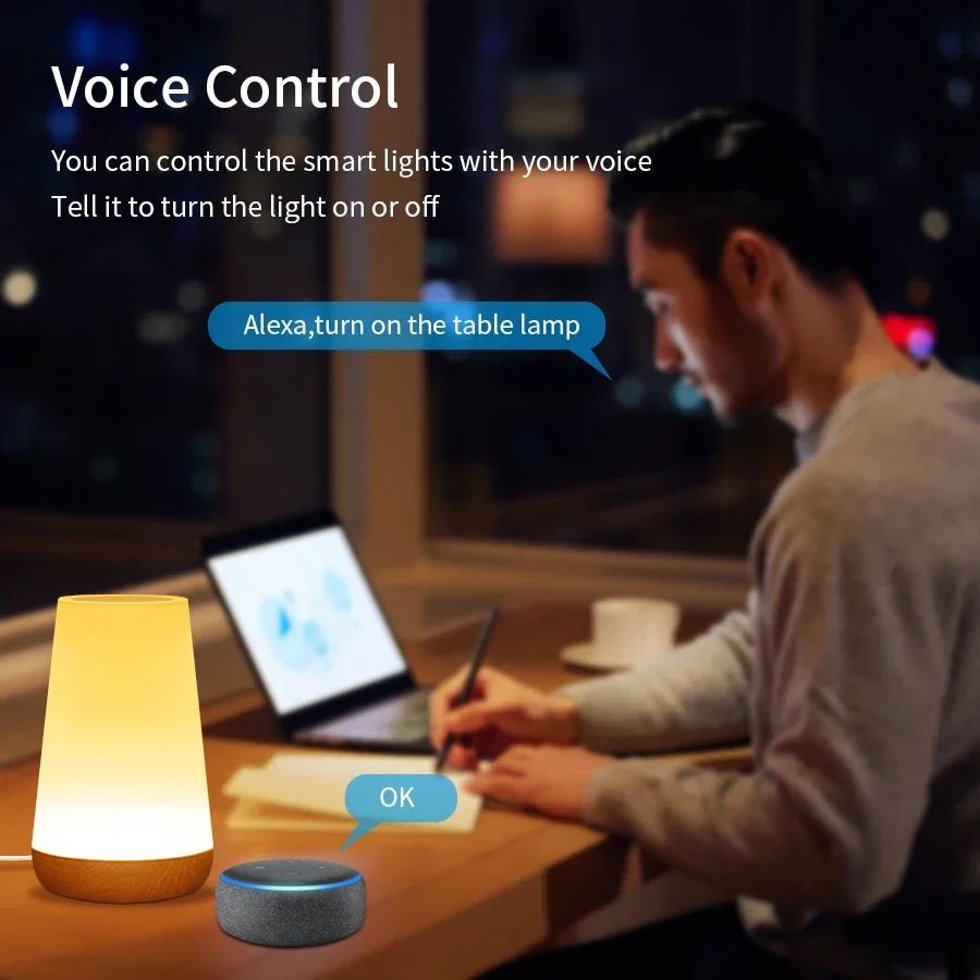 Xiaomi TUYA WiFi Night Light LED Smart Touch Bedside Lamp USB Charging Table Lamp Dimming Night Lamp Room Decor Lamp  Alexa Google Home