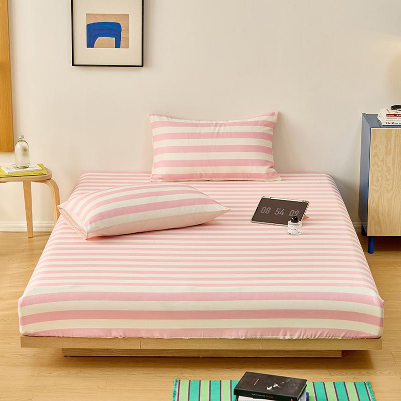 100% Cotton Bedsheet Skin-friendly Fitted Sheet Simple Style Bed Cover Elastic Bed Linen drap de lit (Pillowcase Need Order)