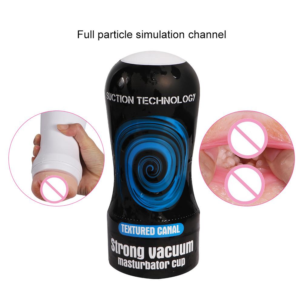 Men's Strong Suction Masturbator Cup with Textured Canal & Full Particle Simulation Channel for Enhanced Pleasure Experience