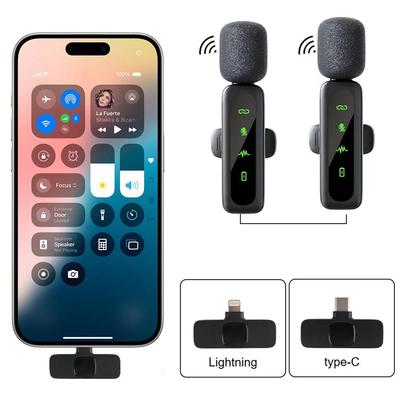 L6 Cell Phone Wireless Lapel Microphone With Windproof Cover Audio Video Recording Mini Mic For iPhone Android Mobile Phone Microphone