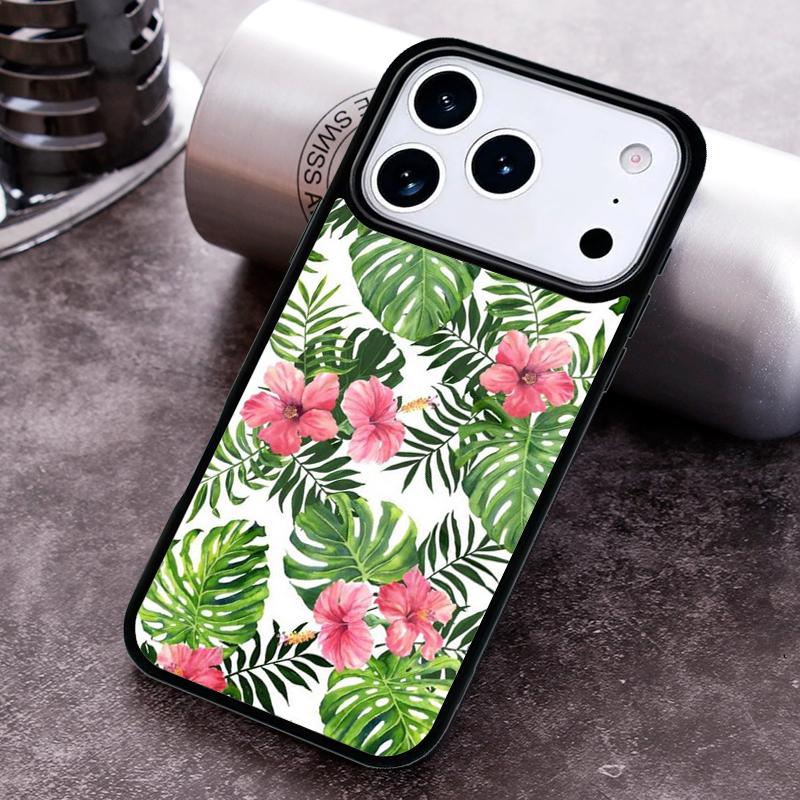 Monstera Flower Tropical Green Leaves print Phone Case for iPhone 17 16 15 Pro Max Air 14 13 12 11 Plus Shockproof Capa Cover