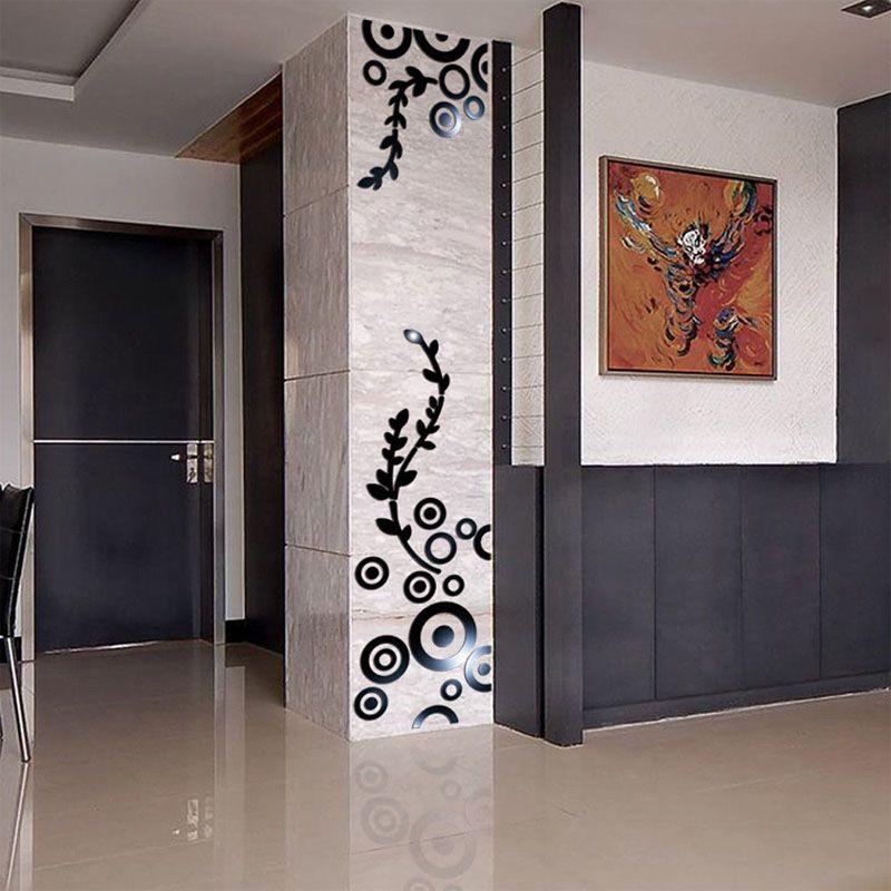 

High-quality Acrylic Mirror Wall Stickers For Modern 3d Home Room Decor чёрный