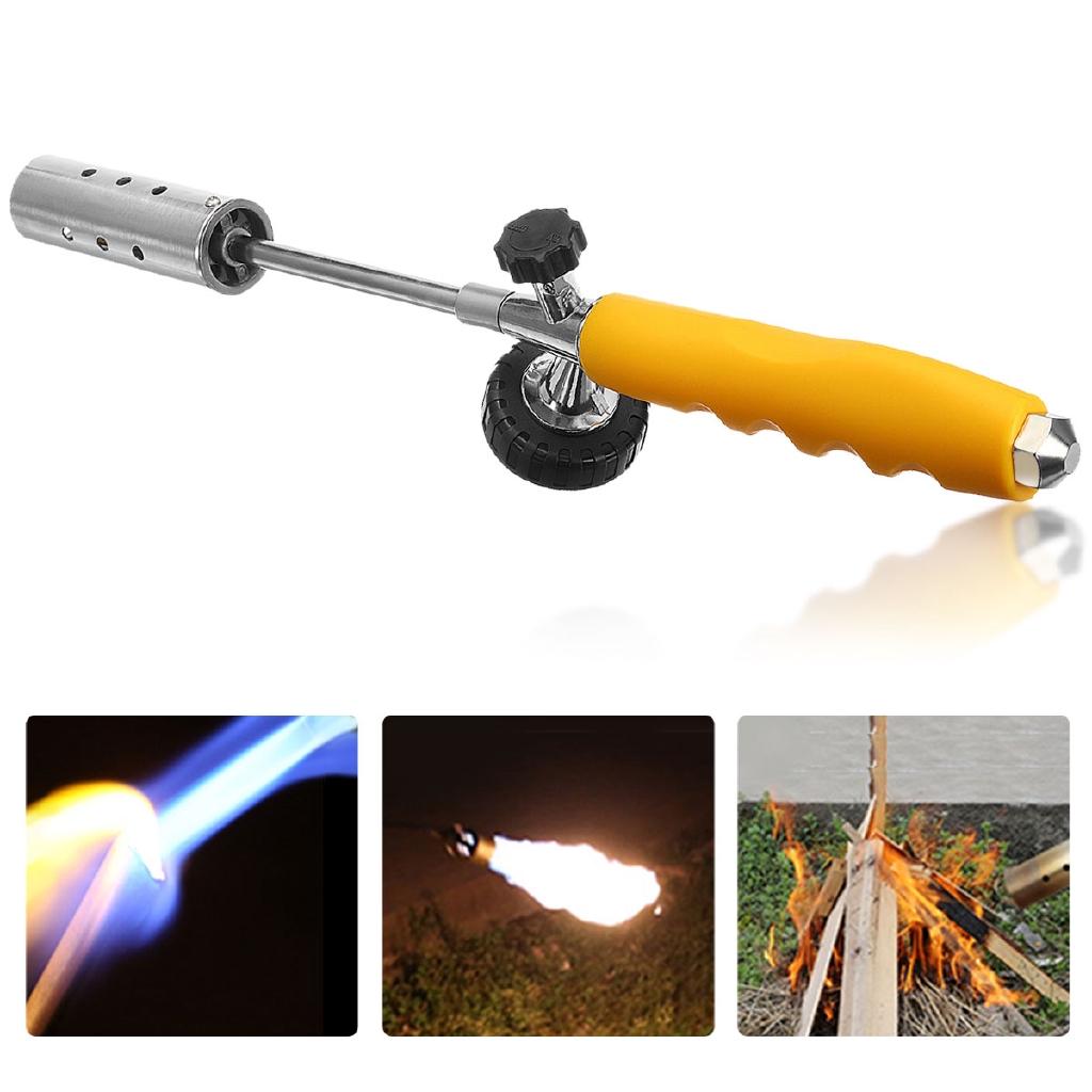Yellow+Silver 2 x Extension Pole Burner Kit Handle Butane Gas Torch Killer Grass Shrub Garden Kill Stainless Steel Spray Durable