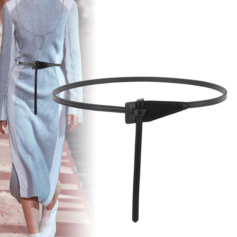 Slim Waist Belt, Jester Leather Knotted Suit Jacket, Waist-hugging Fashion Versatile Shirt Belt