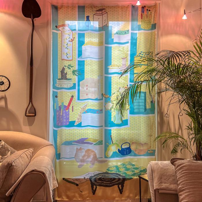 Traditionell koreansk Chaekgado-tyg för insynsskydd – Tallblomma