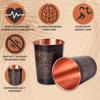 Copper Carving Royal Design Black Antique Finish Set Of Two Glass With Gold Gift Box, 250 ML