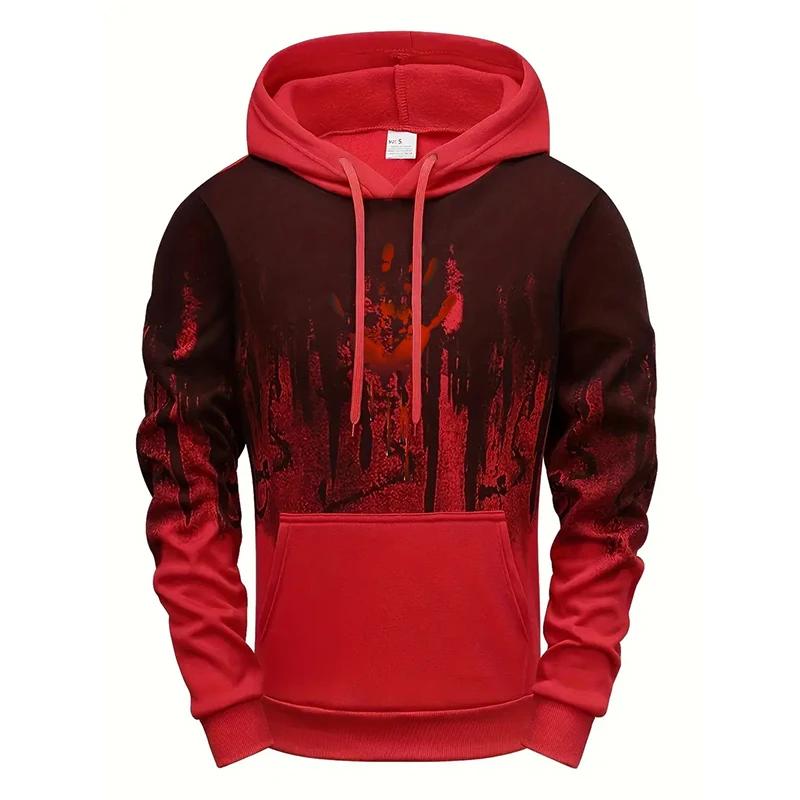 Bloody Handprint Hooded Sweatshirts Men's Daily Sporty Hoodie All Season Home Outdoor Comfort Pullover Gym Fitness Tops