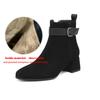 Krazing Pot Cow Suede Nubuck Square Toe Thick Heels Chelsea Boots Size 42 Zip Beauty Lady Women Ankle Boots
