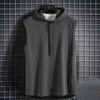 Camisetas sin mangas para hombre, camisetas con capucha, para gimnasio, deportes, golf, estilo coreano, informales, color sólido