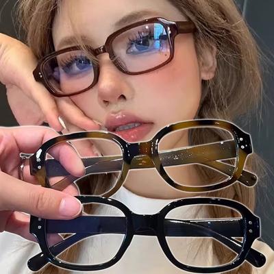 2026 Retro Korean Anti Blue Light Glasses Square Frame Men Women Ins Y2K Computer Eyeglasses Square Eyewear Decorative Goggles
