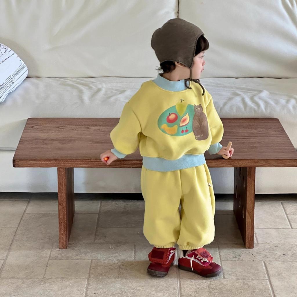 Boys' winter thickened suit New children's clothing baby winter clothing children's autumn and winter velvet sports suit