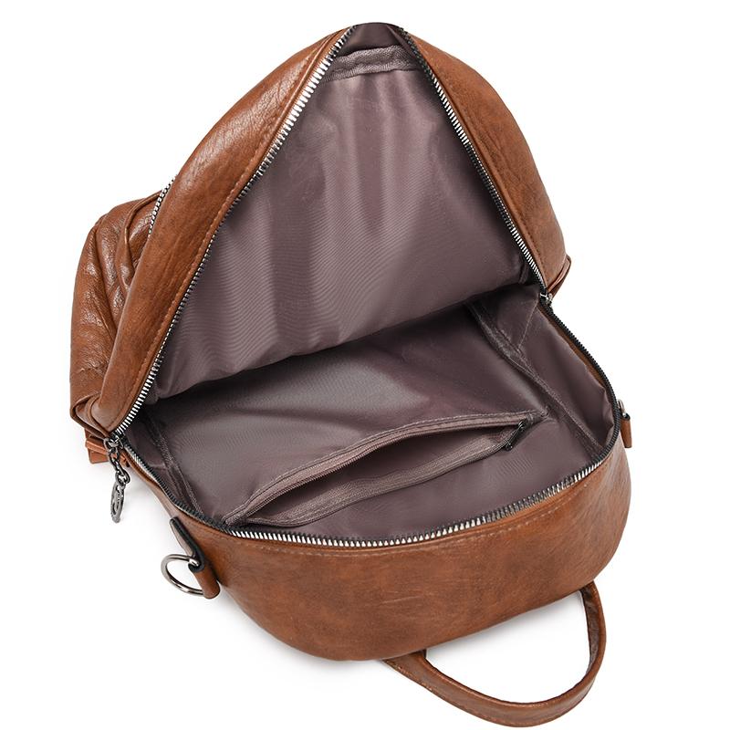 Soft Leather Backpack Women's Large Capacity Backpack Travel Bag