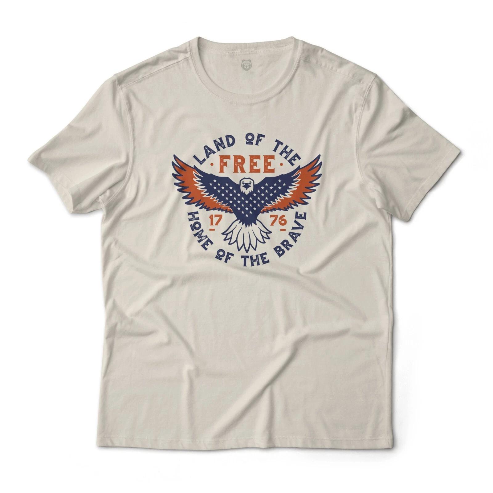 Land of The Free US Bald Eagle Art Graphic Art Tee Light Fine Jersey T-T-Shirt 3XL