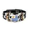 Factory National Country Flag Design Bracelet Crystal Bead Snap Button Sports National Team Jewelry Gift Leather Wrap Bracelet