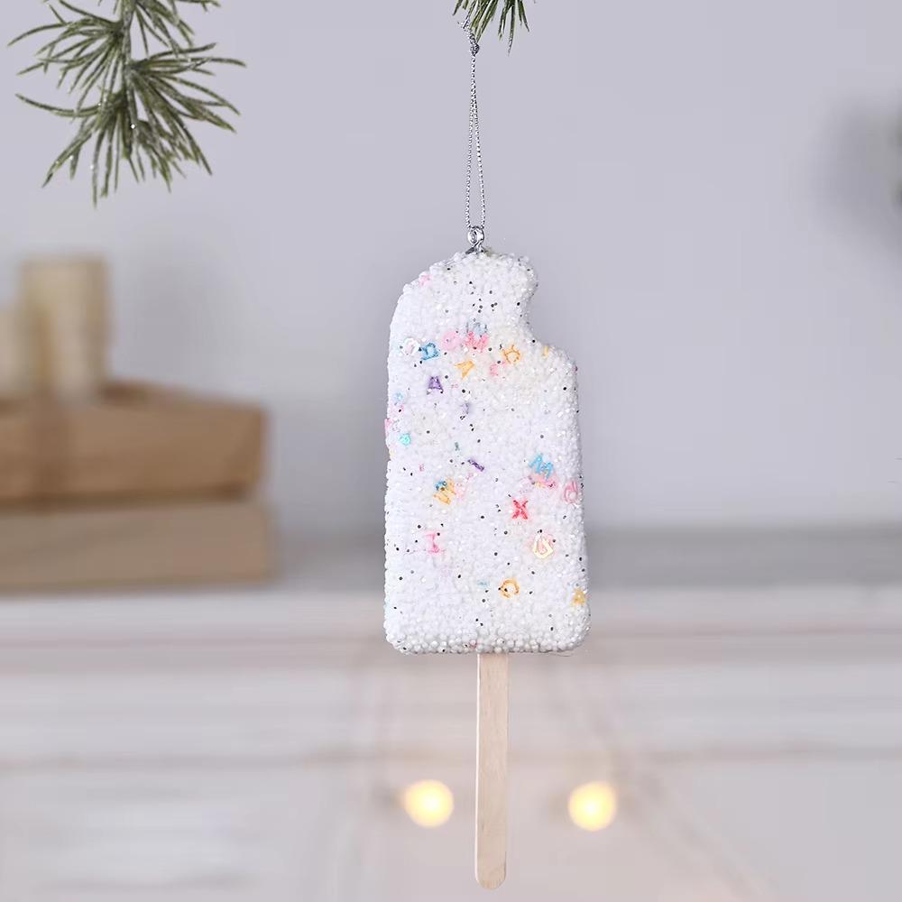 Macaron Ice Cream Cake Donut Pendant Christmas Tree Hanging Decoration Kids 2026 New Year Gifts Home Party Supplies
