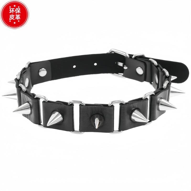 Eco-friendly PU Leather Jewelry Simple Pointed Rivet Collar Punk Personality Accessories Trend Necklace Collarbone Chain Neck Cover