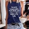 Women's Casual Spring/Summer Sleeveless Letter Print Round Neck Vest