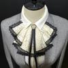Colletto Vittoriano Staccabile con Bordi in Pizzo e Decorazione a Nastro Finto Collo a Rullo Accessorio per Costume di Occasione Speciale