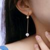 Natural freshwater pearl earrings, 11k gold-plated long versatile minimalist elegant women's face-enhancing small pendant earrings
