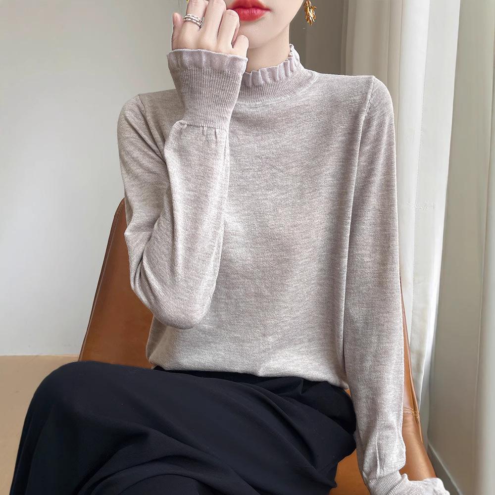 

Women s Versatile Knit Mock Neck Top - Spring/Summer Fashion Staple XXL (140-155 jin) верблюд