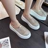 Fashion New Summer Baotou Flat Shoes Women's Fashion Round Toe Shallow Mouth Rhinestone Mesh Breathable Platform Sandals and Slippers