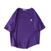 Women's Korean Style Loose Fit Round Neck Summer Tee - Short Sleeve Weather Print