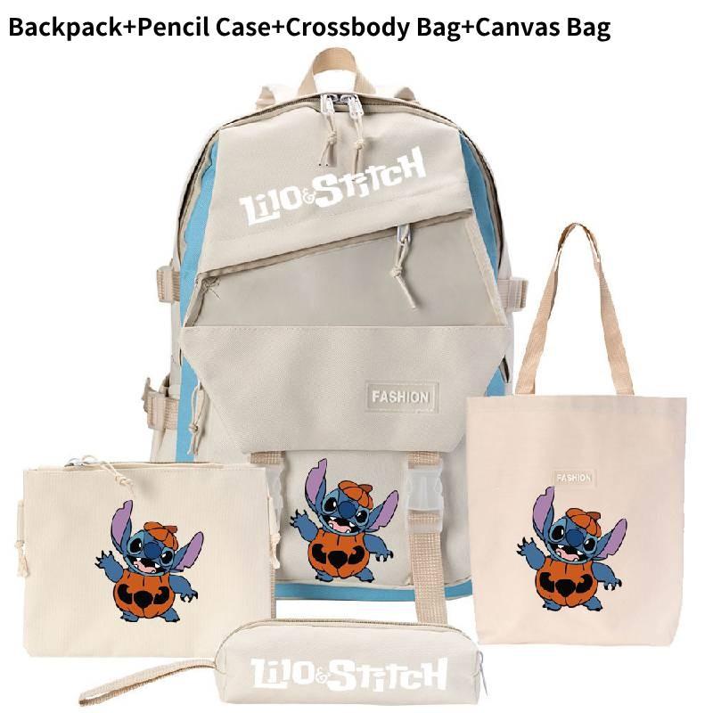 Stylish And Versatile Stitch Backpack Set With Four Unique Pieces For Students