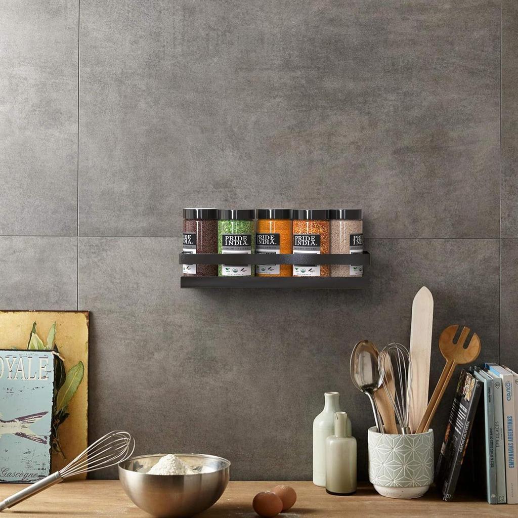 Umi Metal Multi-Purpose Wall Mount Floating Shelf (Small, Black) - 1 Shelf, Modern Style, Rectangular, Wall Mounted Storage Shelves for Kitchen