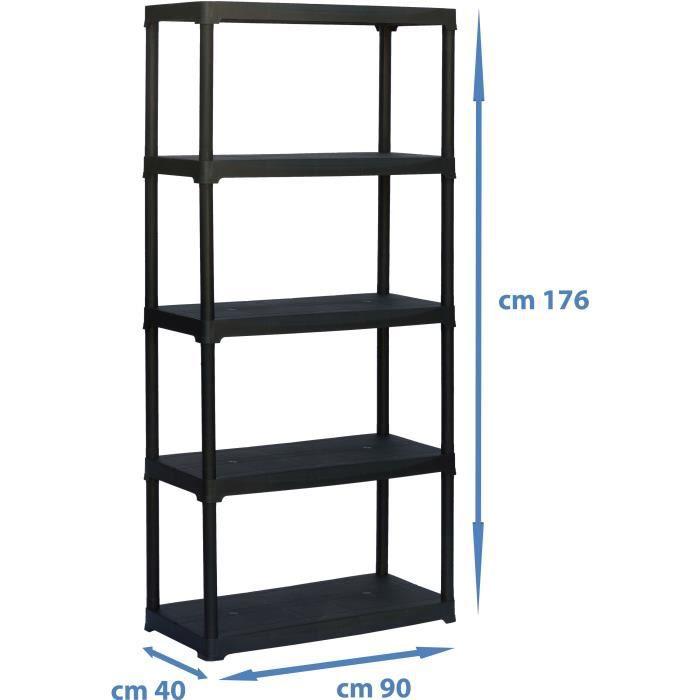TOOD Plastic Shelf - 5 Shelves - H176x90x40 - 30 Kg Per Shelf