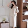 Self-contained chest pad pure cotton pajamas women's summer thin short-sleeved cropped pants sweet cotton loungewear set large size