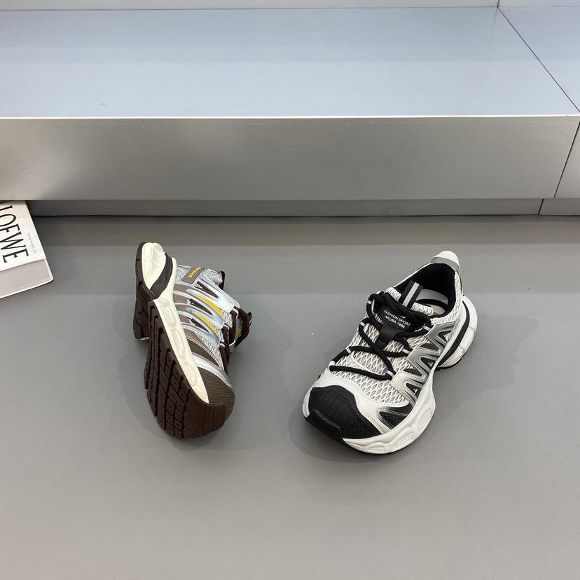 European Station Leather Platform Daddy Shoes Women's 2025 Autumn New Mesh Breathable Versatile Casual Sports Running Shoes