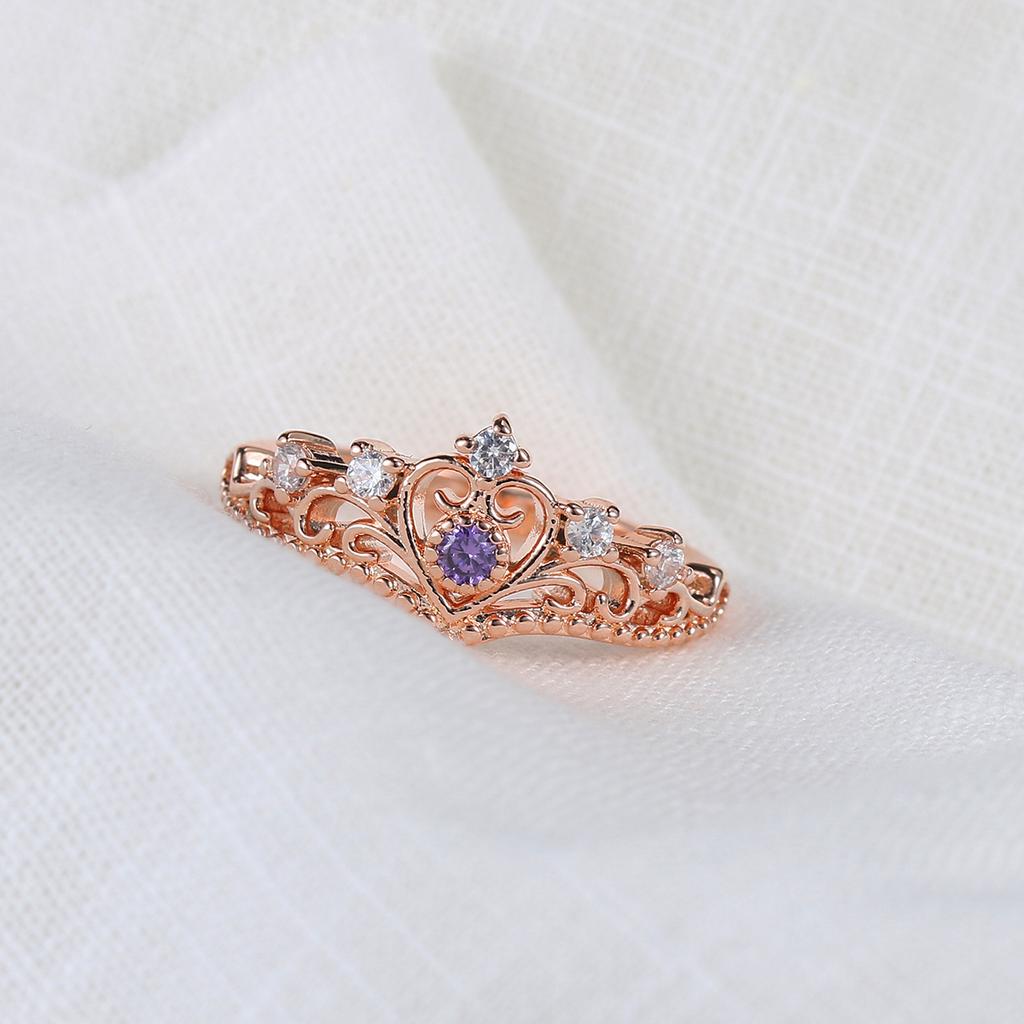 ZHOUYANG Crown Rings For Girls Party Finger Rings Rose Gold Color Brand Crystal Jewelry for Women Anel KBR212