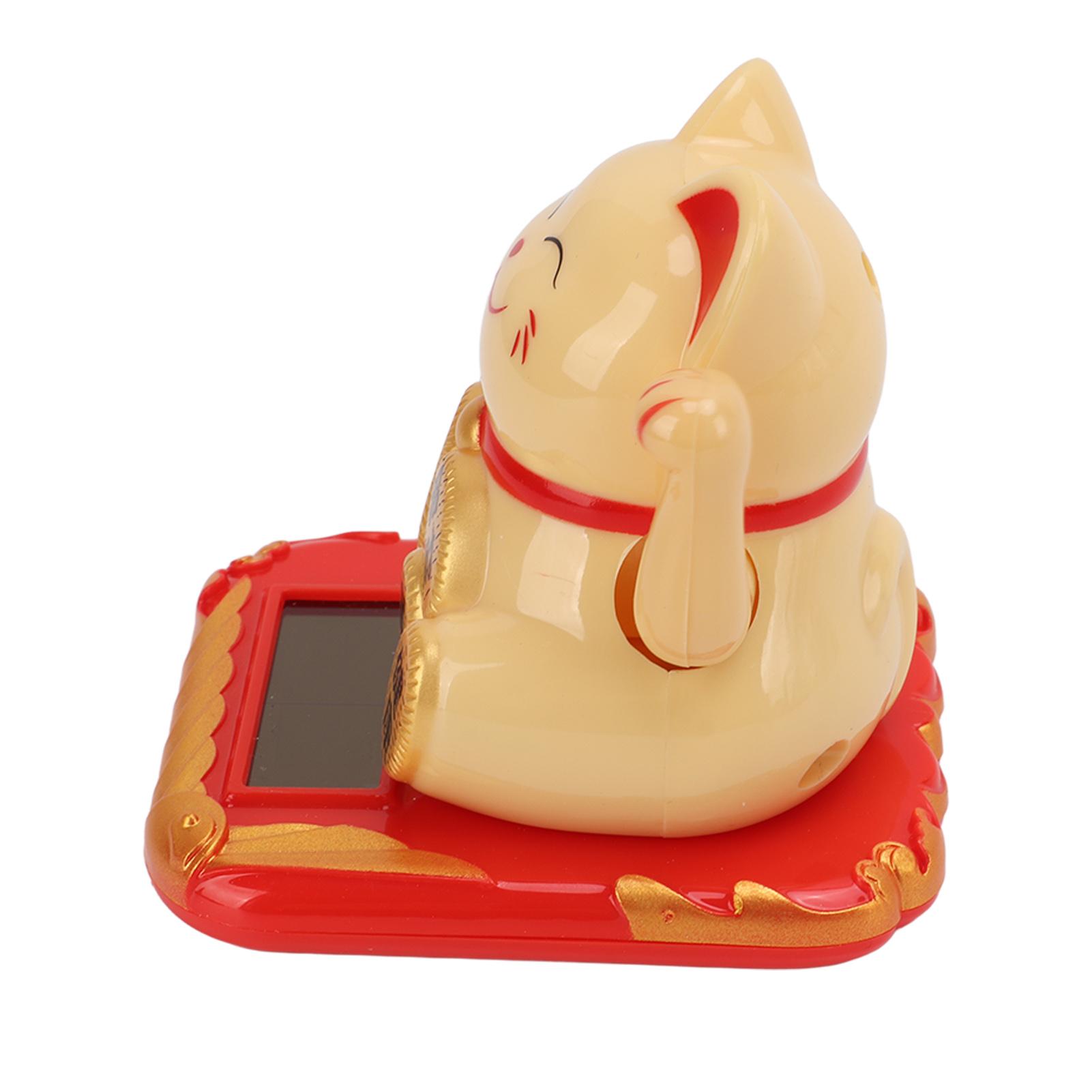 

Lucky Cat на солнечных батареях Мини-размер Приносит богатство и сокровища Милая улыбка Прочный Манеки-неко для жёлтый