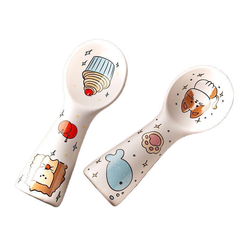 Ceramic Cat Food Spoon with Long Handle - Mold-Resistant, Anti-Dog Design for Feeding Strips and Cans