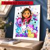 Cartoon Cute Gabbys Style 5D Diamond Painting Round Diamond Rhinestones Mosaic Diamond Embroidery Wall Paintings Rhinestones Gift Frameless