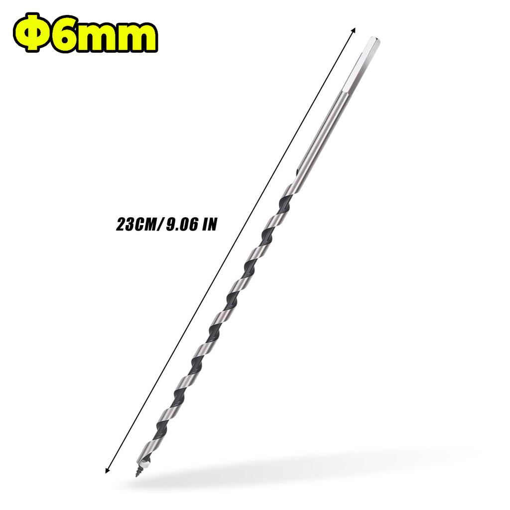 1/3x Extended Auger Drill Bit for Wood Door Lock Reaming Carbon Steel Hexagonal Handle Deep Hole Spindle Drill Bits 6/8/10/12mm